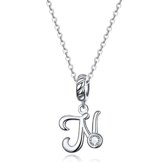 Vintage Initial Letter N Charm Necklace