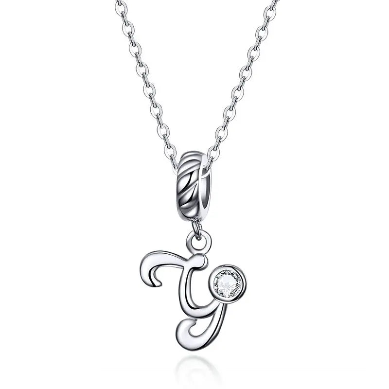 Vintage Initial Letter Charm Necklace