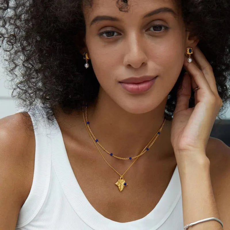 Lapis Lazuli Beaded Station Necklace