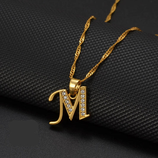 Cubic Zirconia Initial M Necklace
