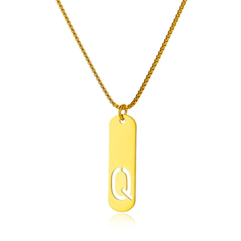 Hollow Initial Necklace