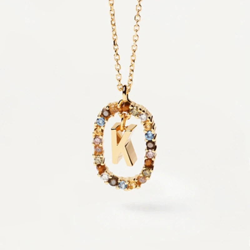 Coloured Zircon Letter Necklace