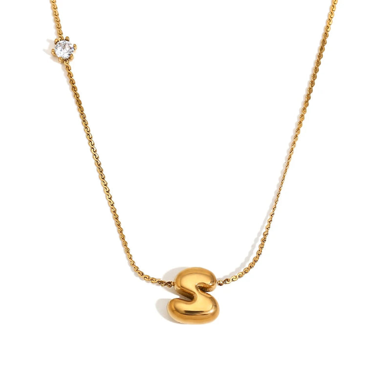 Mini Bubble Up initial With Zircon Necklace