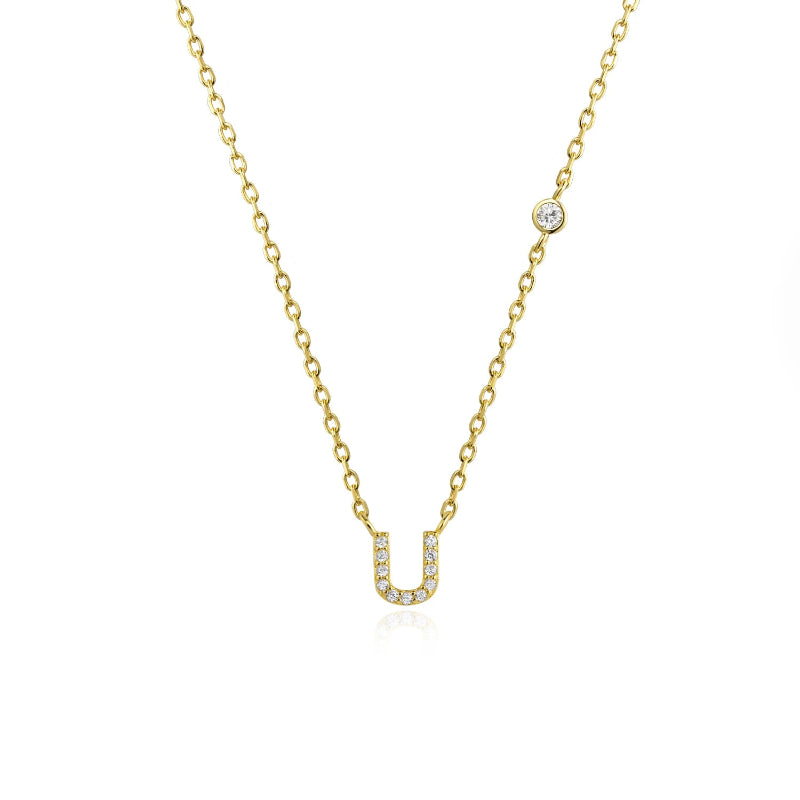 Sterling Silver Gold Letters Pendant Monogram Necklace