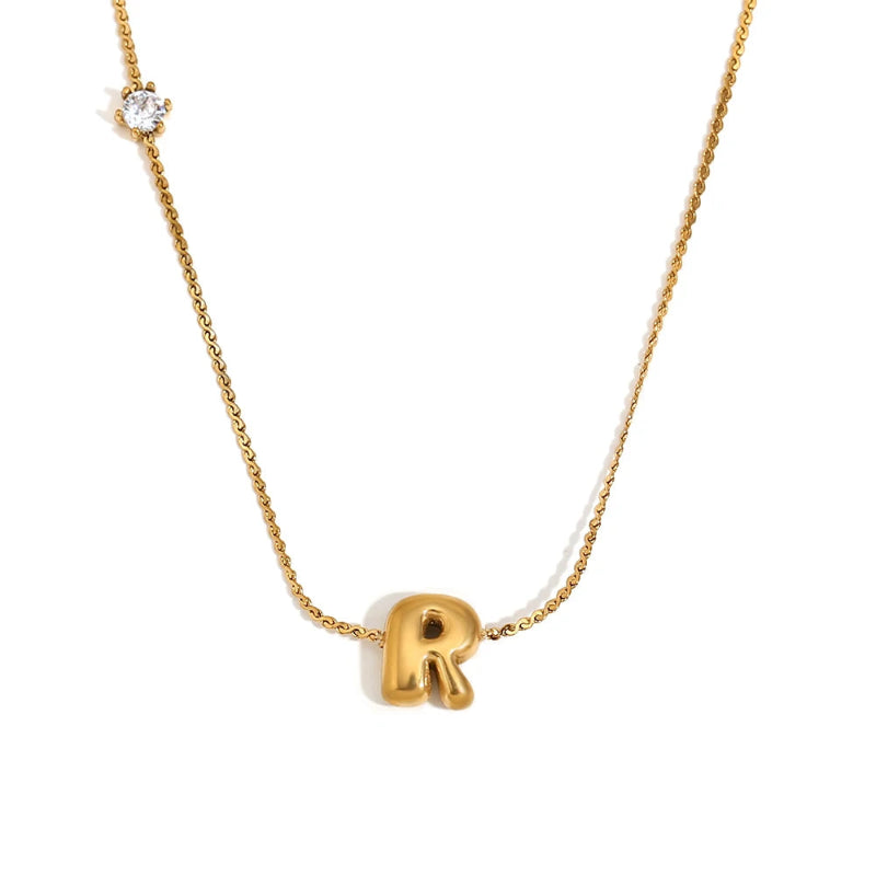 Mini Bubble Up initial With Zircon Necklace