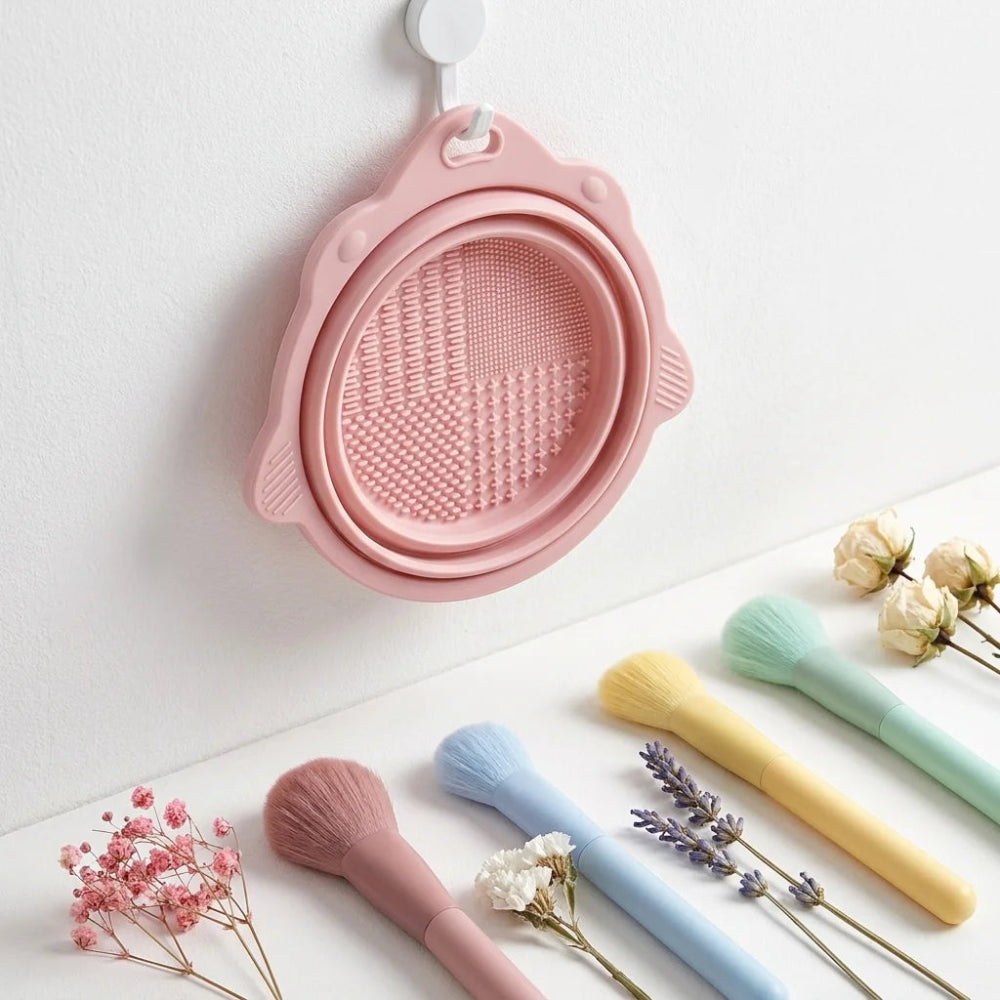 Professional Makeup Brush Cleaner Bowl Set – Gentle Bristle Care for Wet & Dry Cleaning