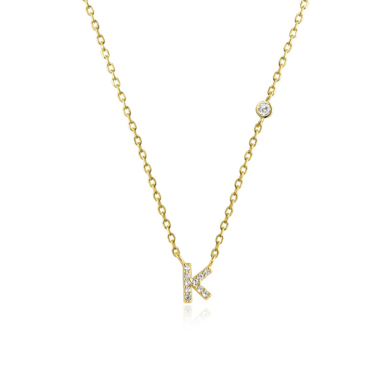Sterling Silver Gold Letters Pendant Monogram Necklace