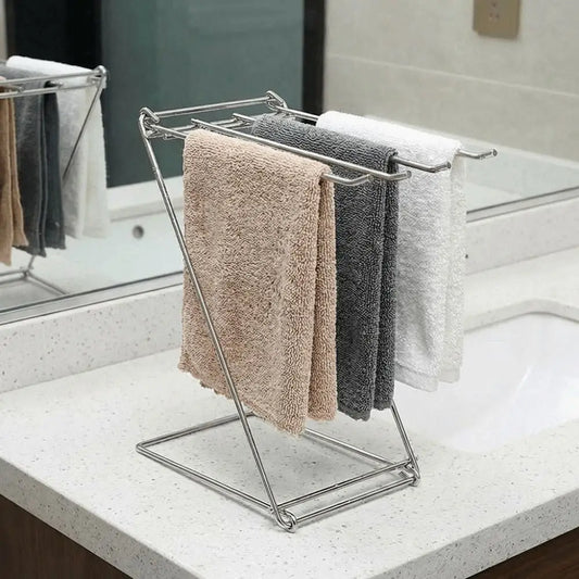 Freestanding Stainless Steel Hand Towel & Dishcloth Drying Rack