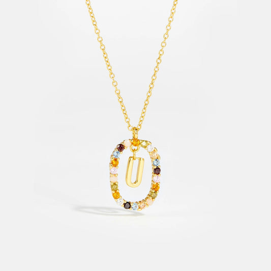Feminine Initial Alphabet U Necklace