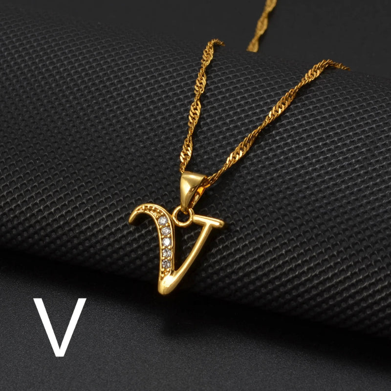Cubic Zirconia Initial Necklace