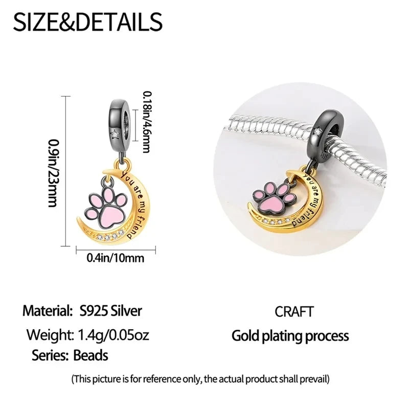 Paw Crescent Dangle Charm