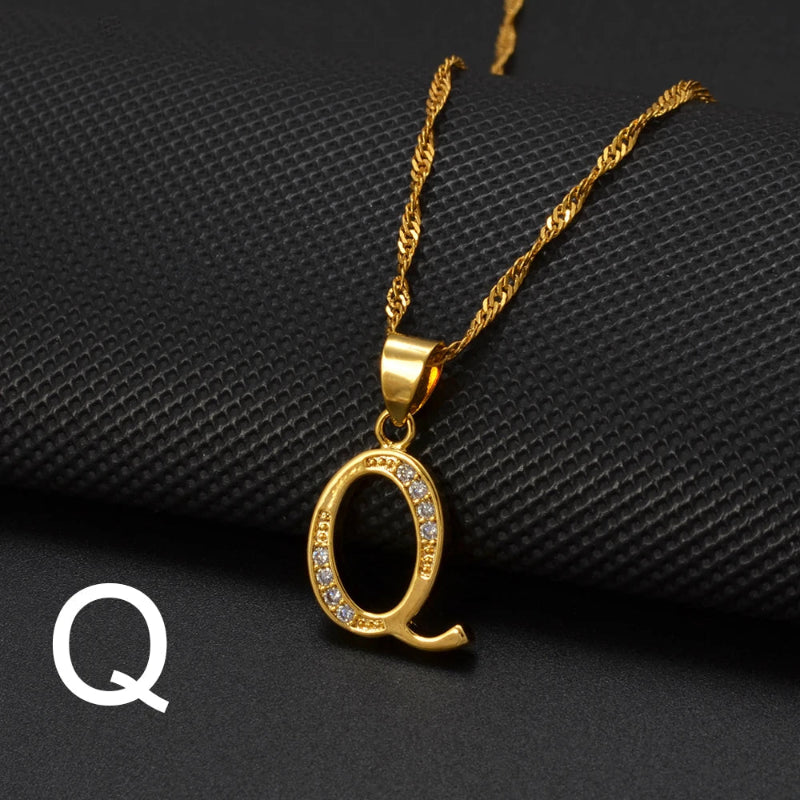 Cubic Zirconia Initial Necklace