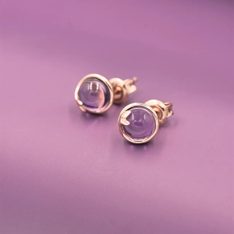 Natural Amethyst Stud Earrings