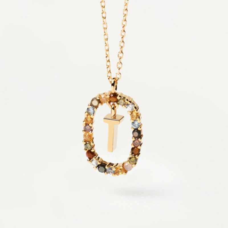 Coloured Zircon Letter Necklace