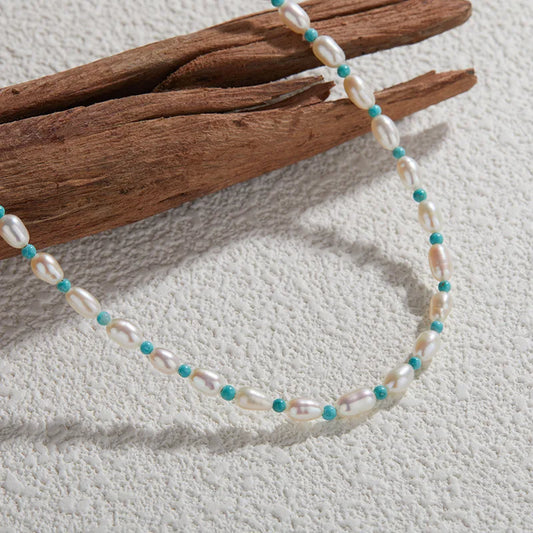 Turquoise Pearl Bead Necklace