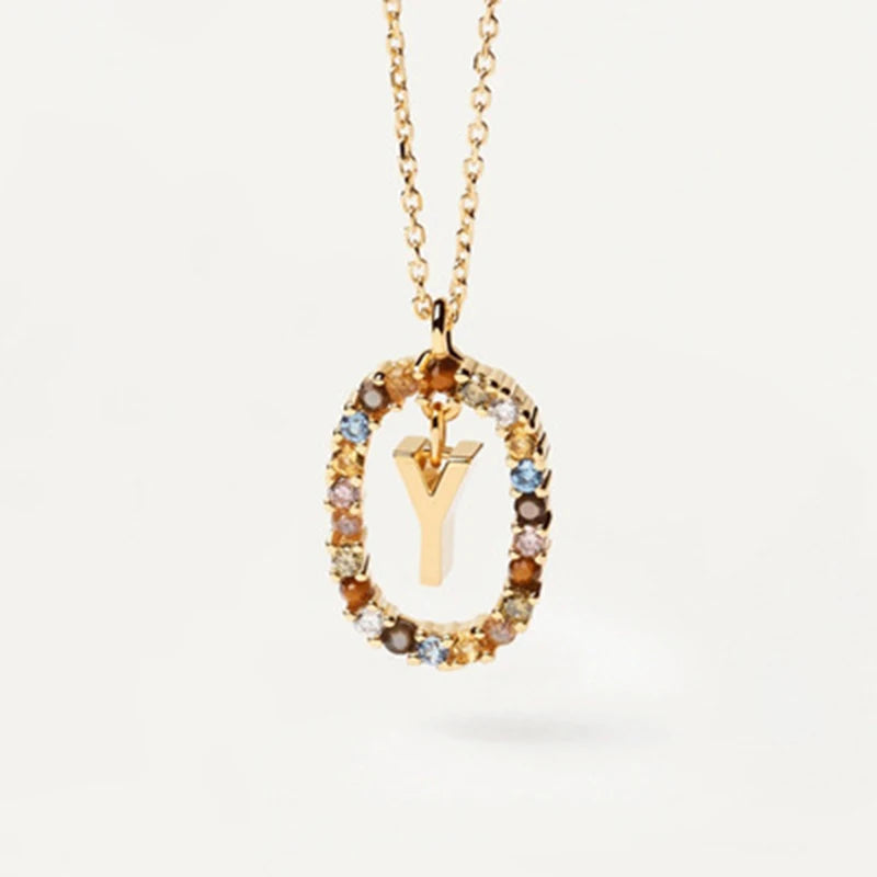 Coloured Zircon Letter Necklace