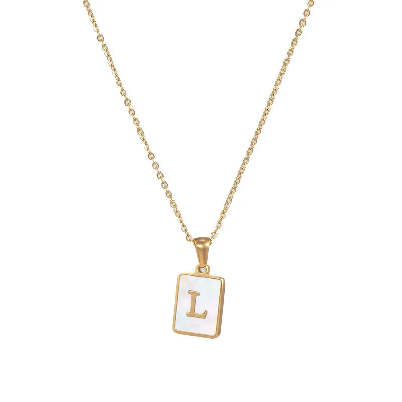 Minimalist Mother of Pearl Initial Necklace