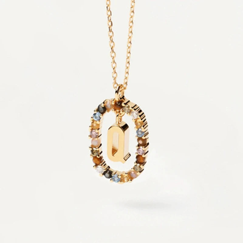 Coloured Zircon Letter Necklace