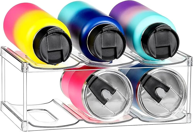 Stackable Water Bottle & Tumbler Organizer Rack — Clear, Modular, Holds Up to 40oz