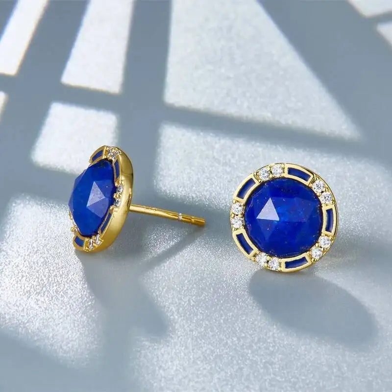 Natural Lapis Lazuli Stud Earrings