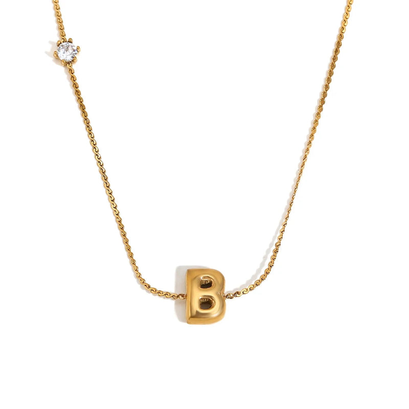 Mini Bubble Up initial With Zircon Necklace