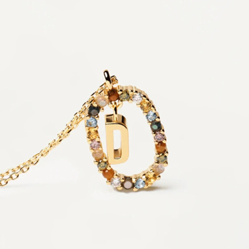 Coloured Zircon Letter Necklace