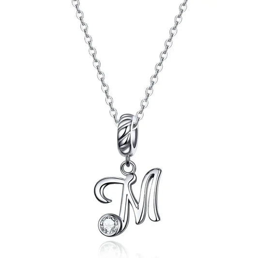 Vintage Initial Letter M Charm Necklace