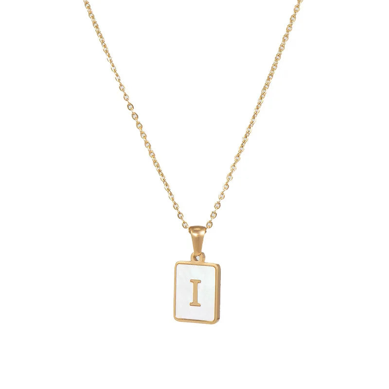 Minimalist Mother of Pearl Initial Necklace