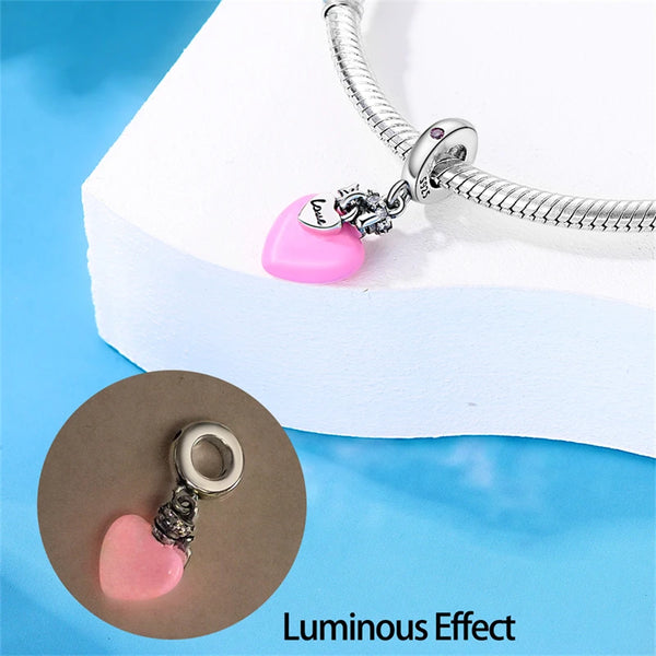 Pink Heart Dangle Charm