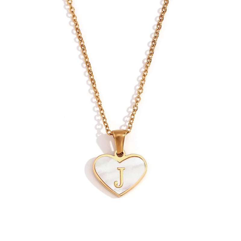 Heart Shell Initial Necklace