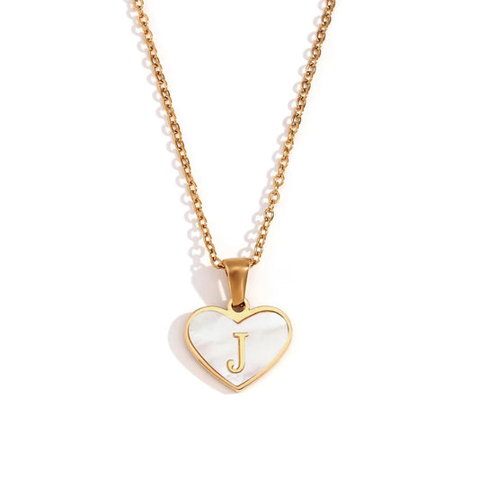 Heart Shell Initial J Necklace