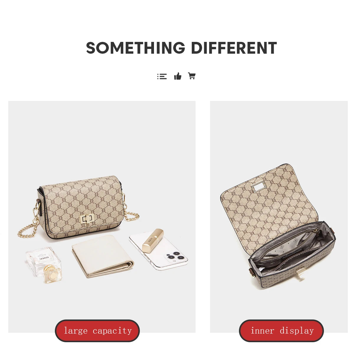 Shoulder & Crossbody Bag With Gold Chain Strap For Women