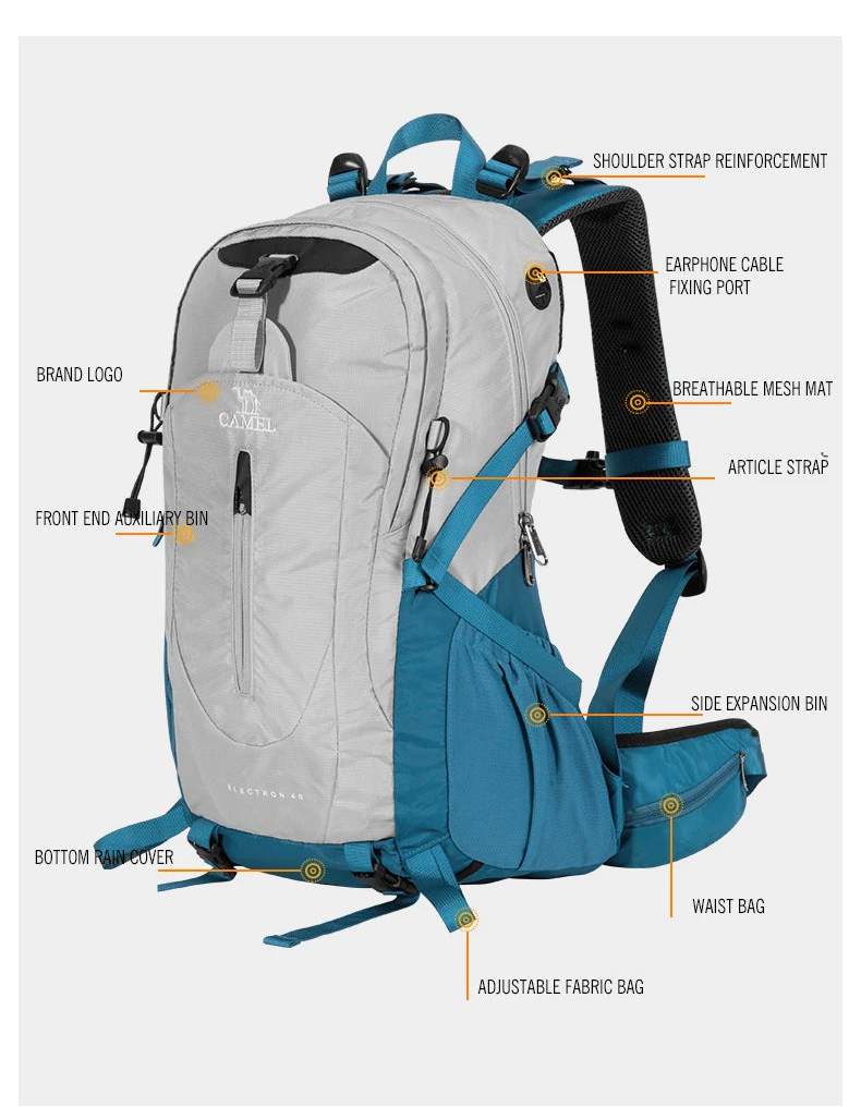 Blue and grey trekking backpack 
